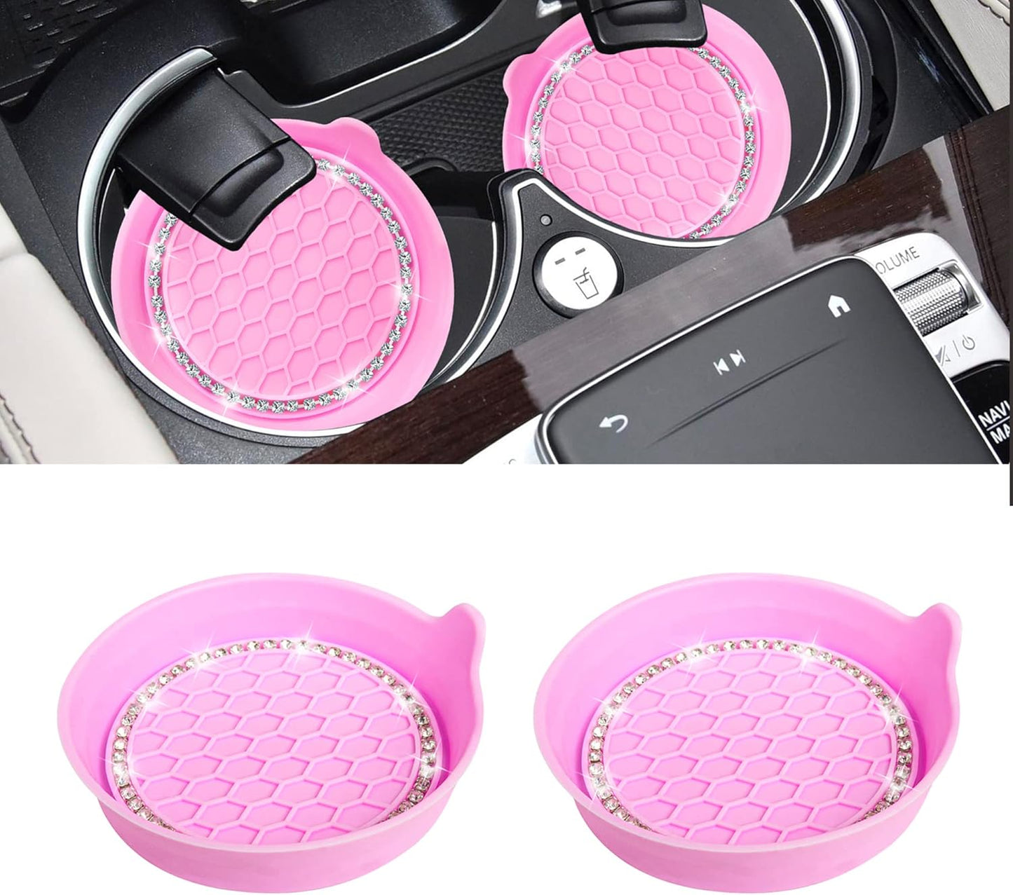 Car Cup Coaster Universal Non-Slip Bling Crystal Organzier