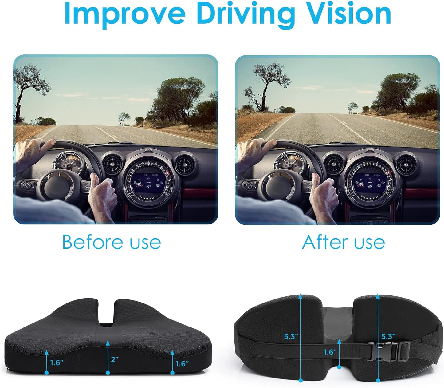 Car Coccyx Pain Relief Anti-Slip Seat Cushion Pad
