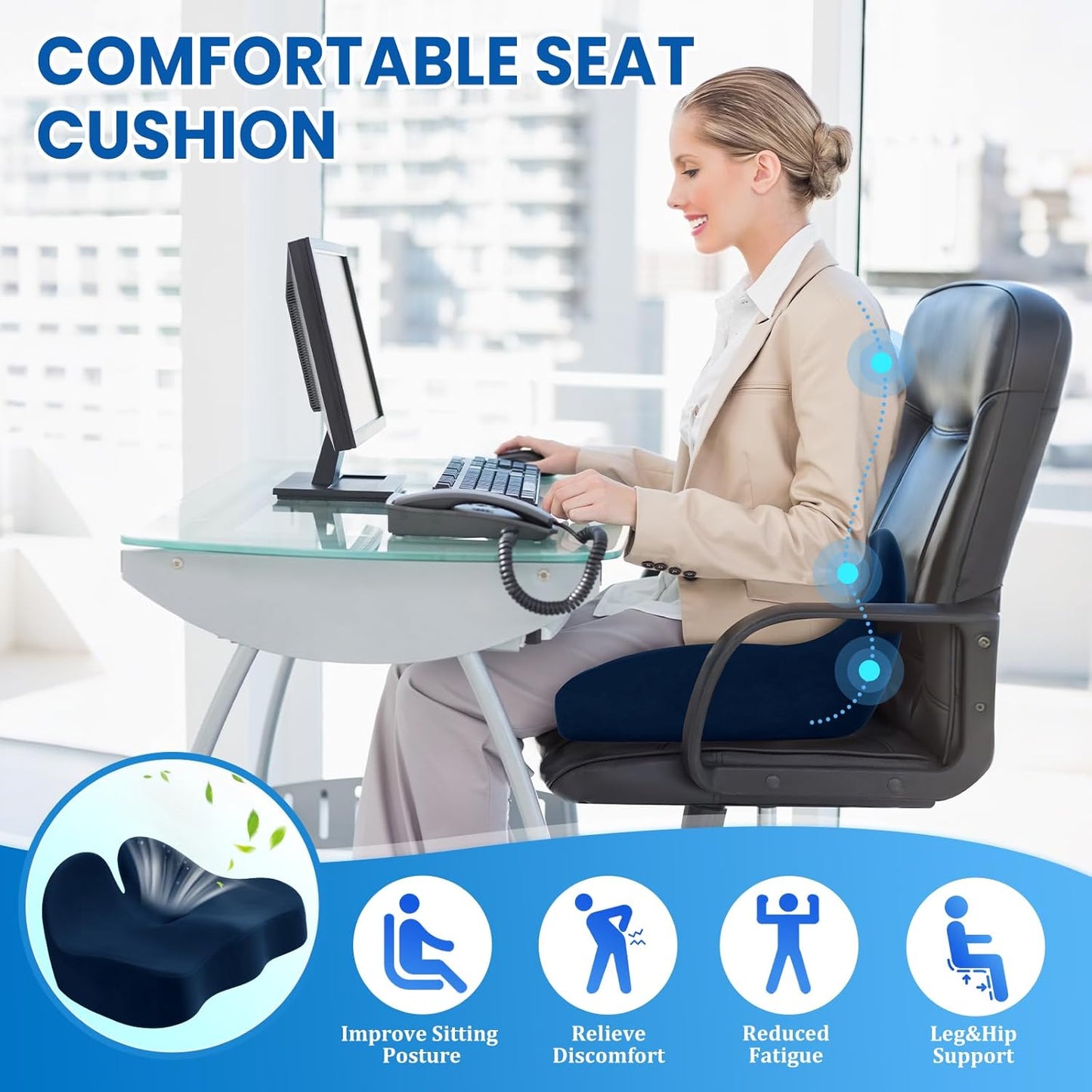 Car Memory Foam Office Chair Seat Cushion