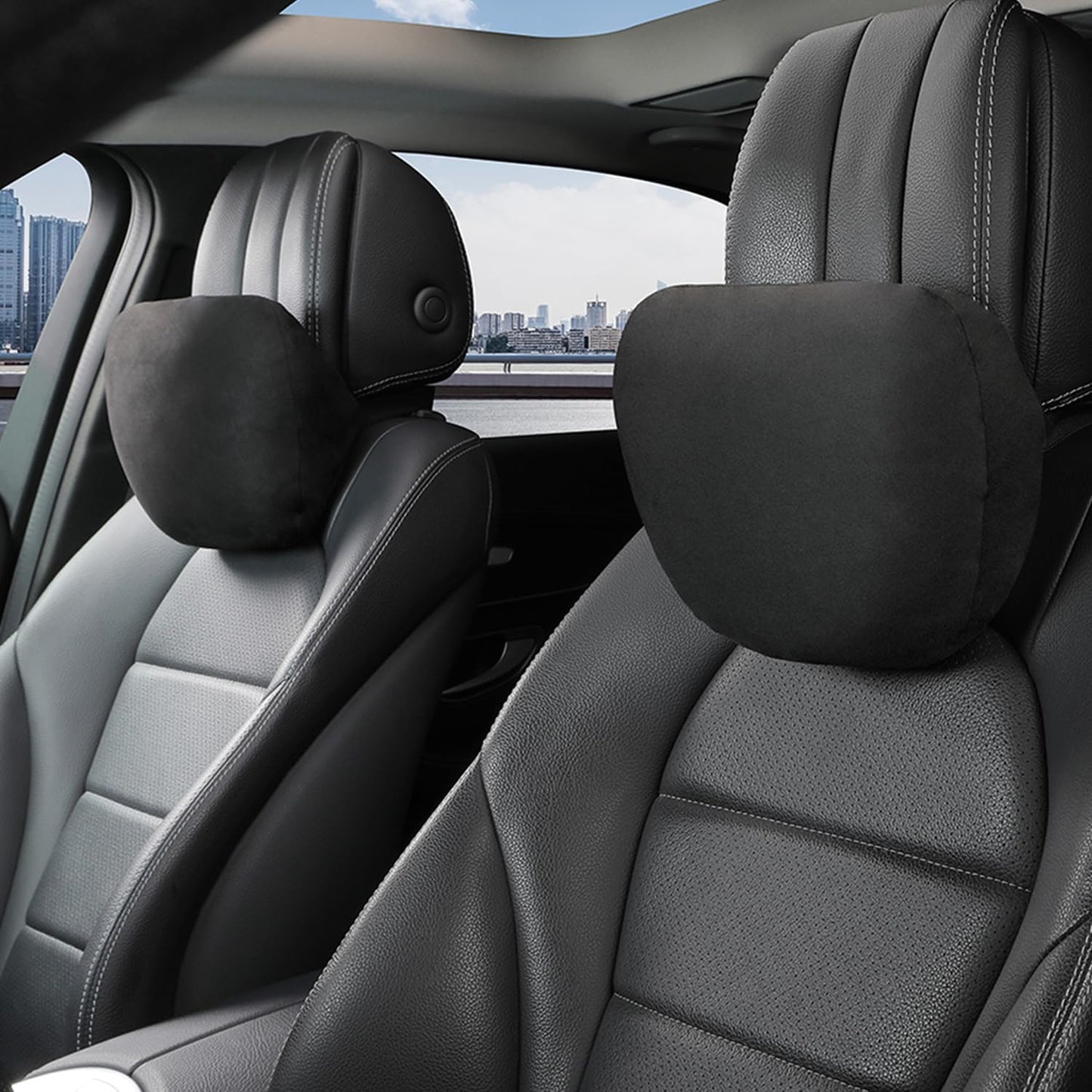 Car Neck Pillow Headrests Super Fiber Suede Support