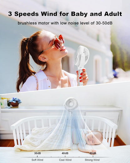 Car Baby Stroller Clip USB Rechargeable Portable Fan