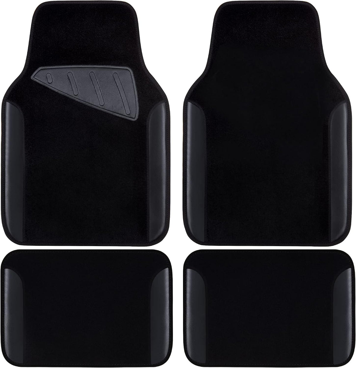 Car Waterproof Universal Floor Mats Faux Leather Anti-Slip Nibbs Driver Heel Pad 4 Packs
