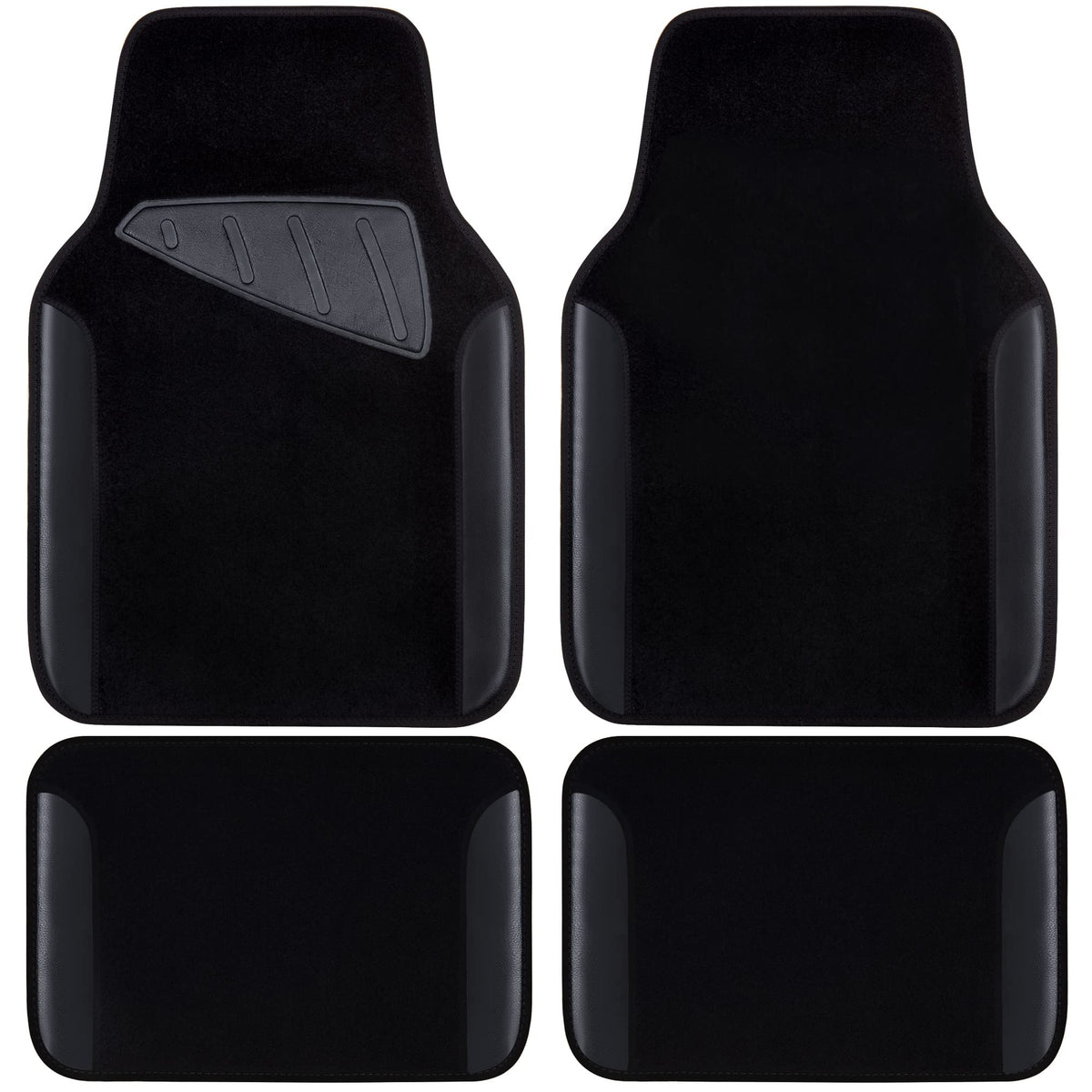 Car Waterproof Universal Floor Mats Faux Leather Anti-Slip Nibbs Driver Heel Pad 4 Packs