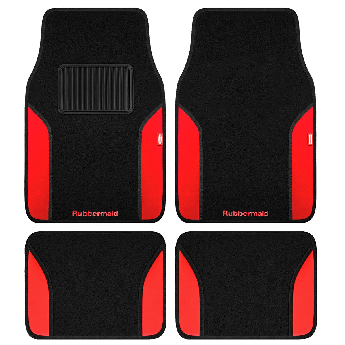4 Packs Carpeted Floor Mat Faux Leather Rug Stylish Carpeted Floor Mats for Cars Trucks & SUV