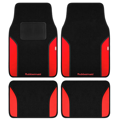 4 Packs Carpeted Floor Mat Faux Leather Rug Stylish Carpeted Floor Mats for Cars Trucks & SUV