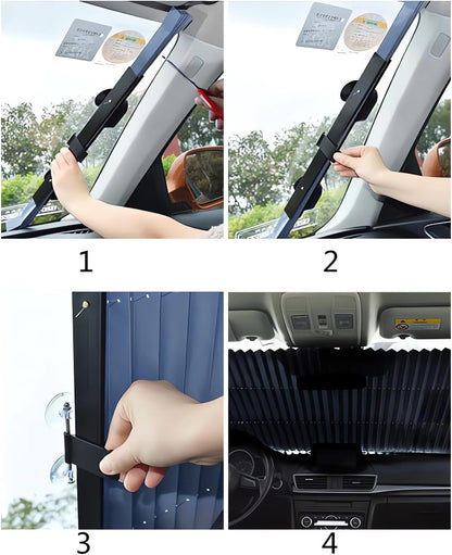 Car Retractable Curtain with UV Protection Cool Windshield Sunshade