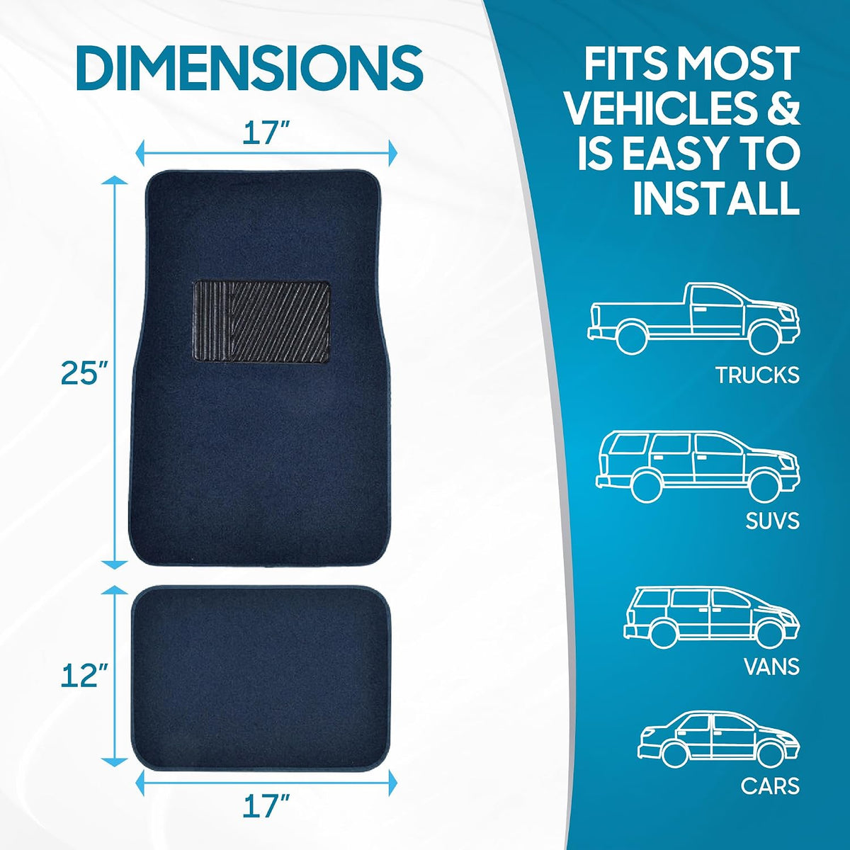 4 Packs Car SUVs Trucks Universal Premium  Full Set Interior Carpet Floor Mats