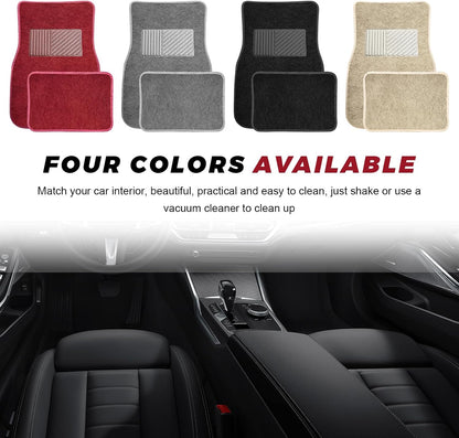 4 PCS Car Universal Floor Mats Anti-Slip Front Rear Protective Carpets
