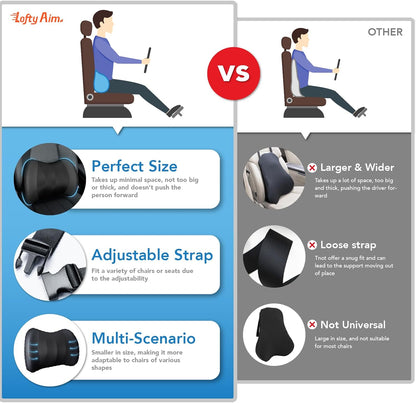 Car Back Lumbar Support Pillow Memory Foam Back Pain Relief