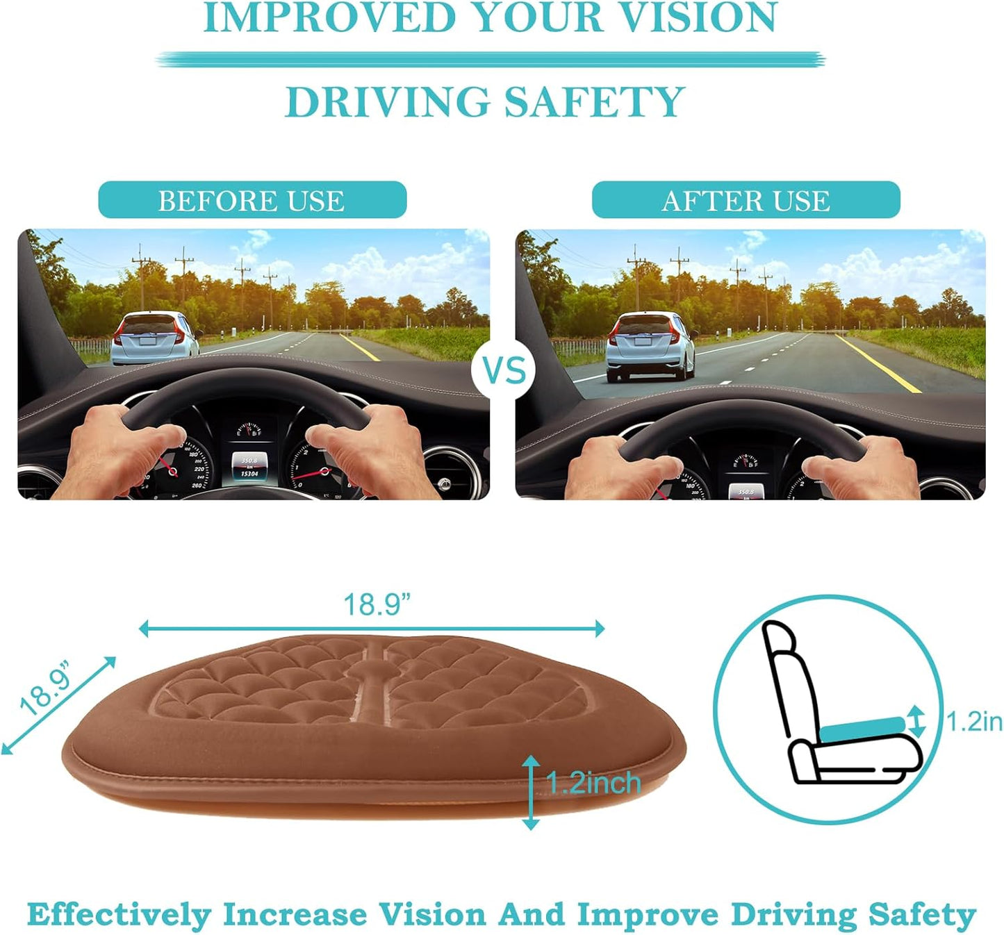 Car Comfort Memory Foam Driver Pain Relief Thick Seat Cushions