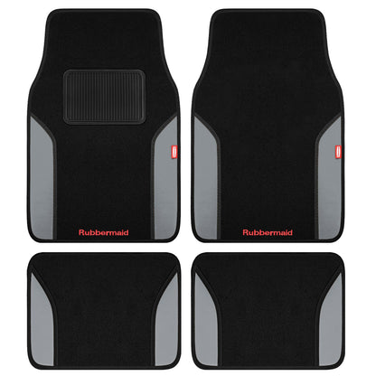 4 Packs Carpeted Floor Mat Faux Leather Rug Stylish Carpeted Floor Mats for Cars Trucks & SUV