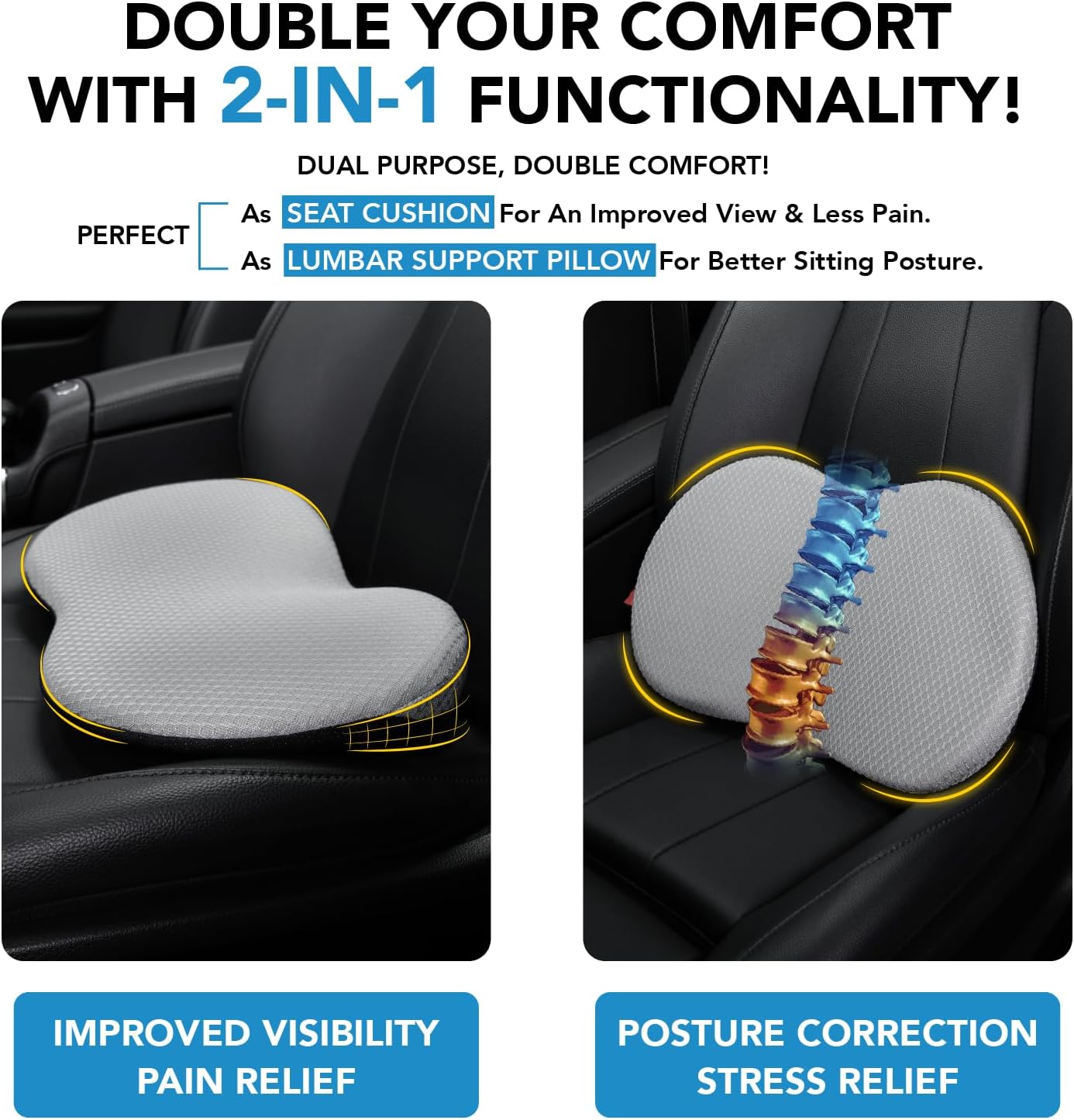 Car Truck Memory Foam Heighted Seat Cushion