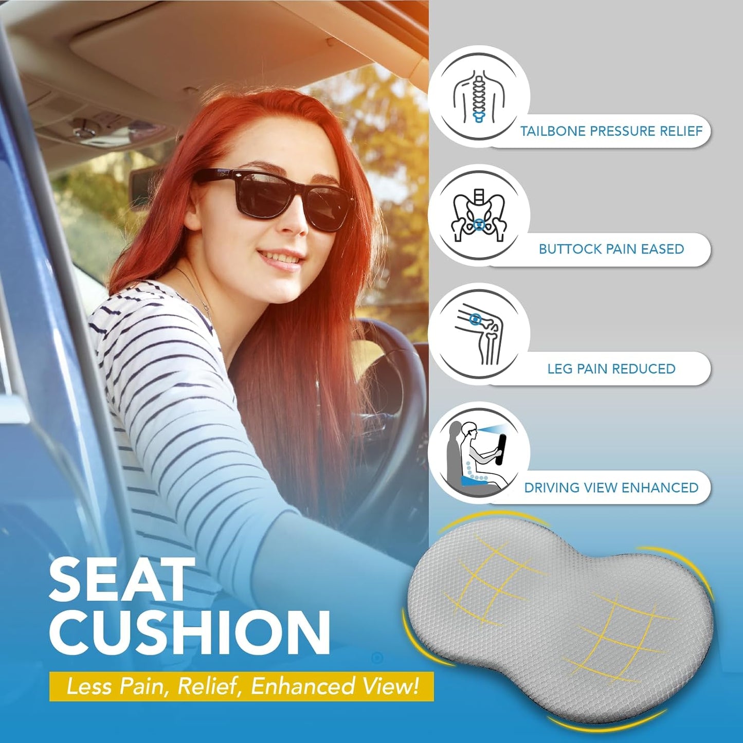 Car Truck Memory Foam Heighted Seat Cushion