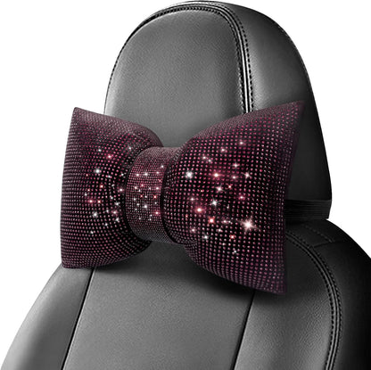2PCS Car Driving Rhinestone Headrest Neck Pillow