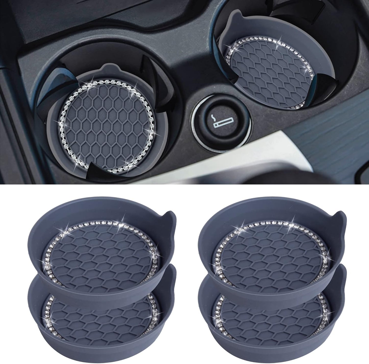 Car Cup Coaster Universal Non-Slip Bling Crystal Organzier