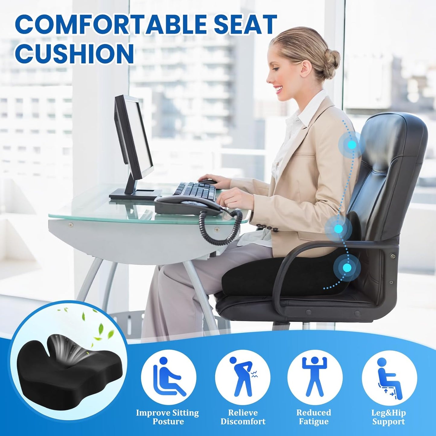 Car Memory Foam Office Chair Seat Cushion