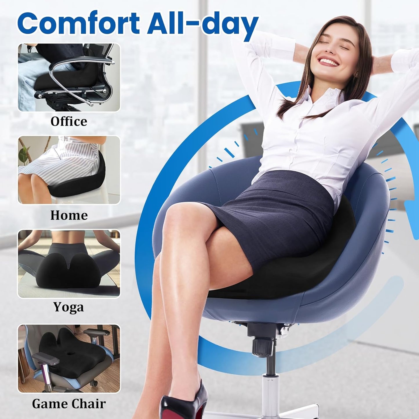 Car Memory Foam Office Chair Seat Cushion