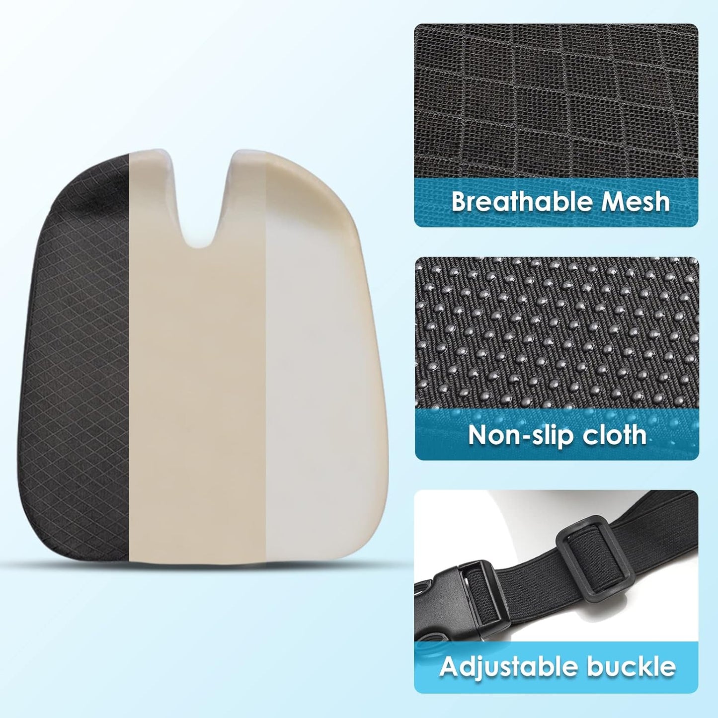 Car Coccyx Pain Relief Anti-Slip Seat Cushion Pad