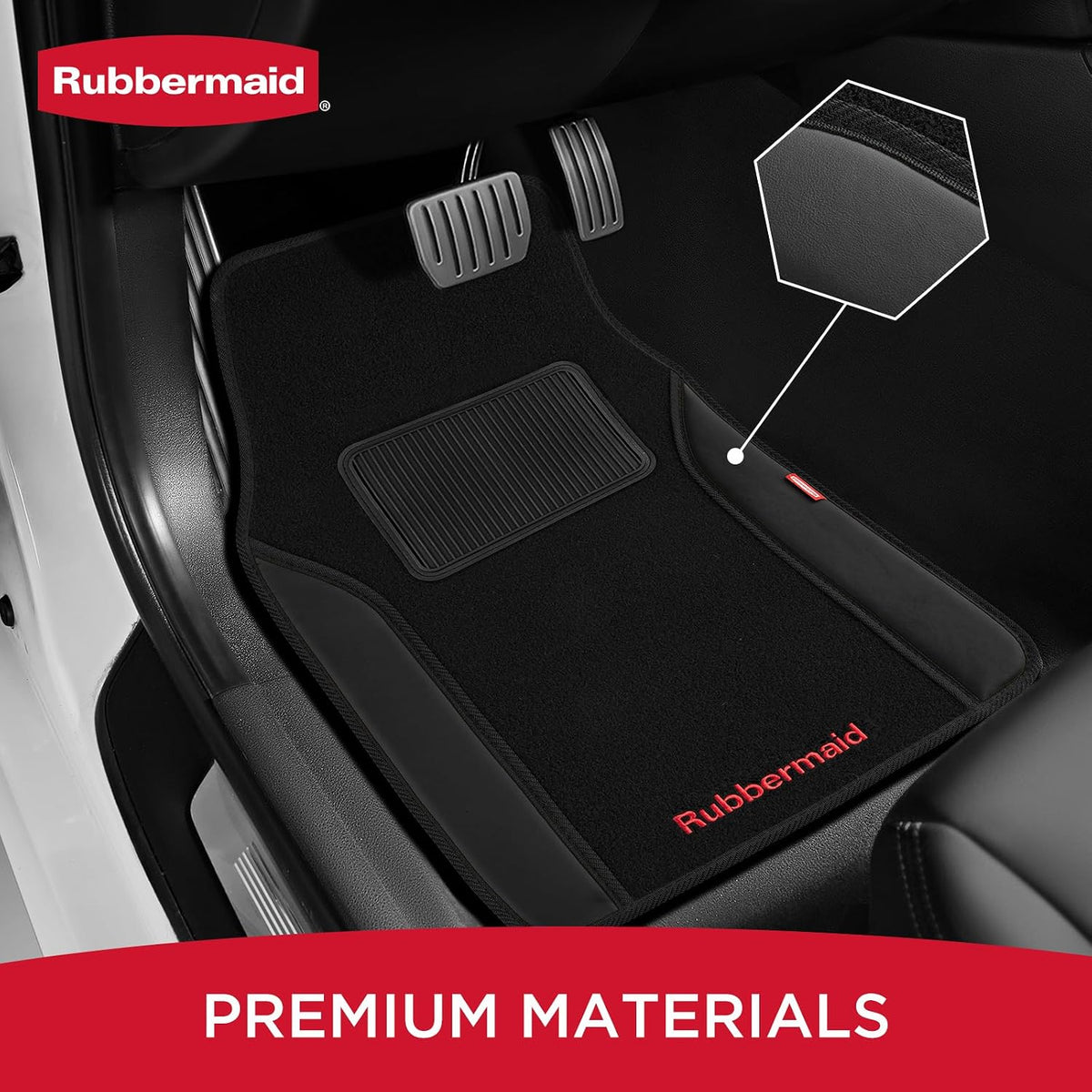 4 Packs Carpeted Floor Mat Faux Leather Rug Stylish Carpeted Floor Mats for Cars Trucks & SUV