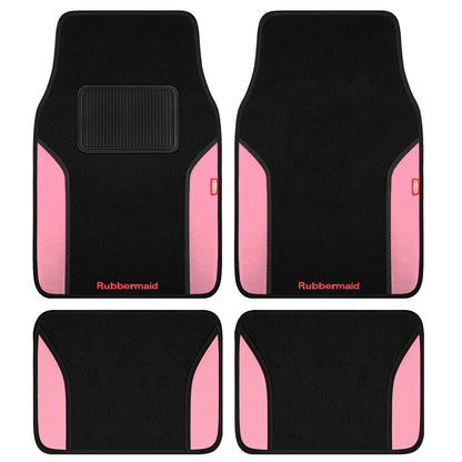 4 Packs Carpeted Floor Mat Faux Leather Rug Stylish Carpeted Floor Mats for Cars Trucks & SUV