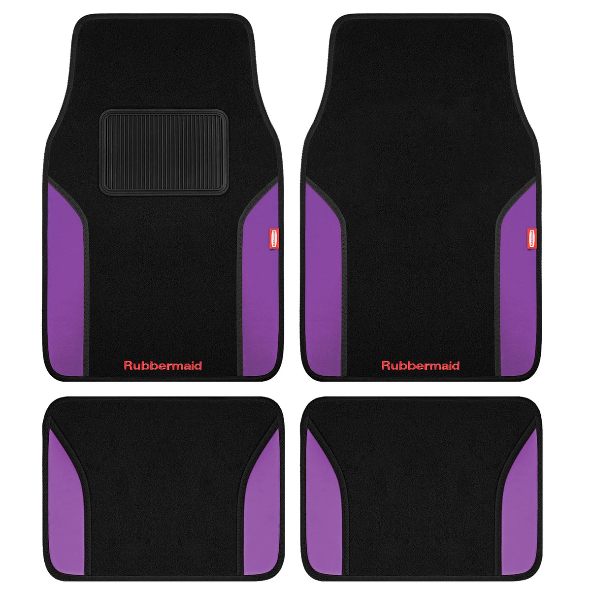 4 Packs Carpeted Floor Mat Faux Leather Rug Stylish Carpeted Floor Mats for Cars Trucks & SUV