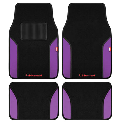 4 Packs Carpeted Floor Mat Faux Leather Rug Stylish Carpeted Floor Mats for Cars Trucks & SUV