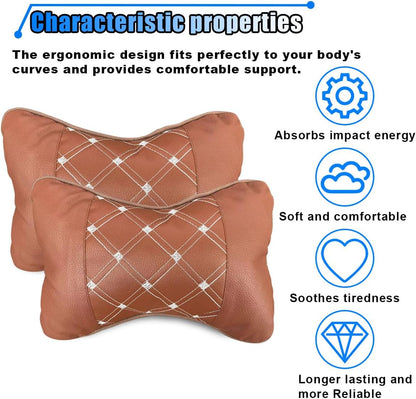2PCS Car Neck Pillow Breathable Head Neck Soft Pillow