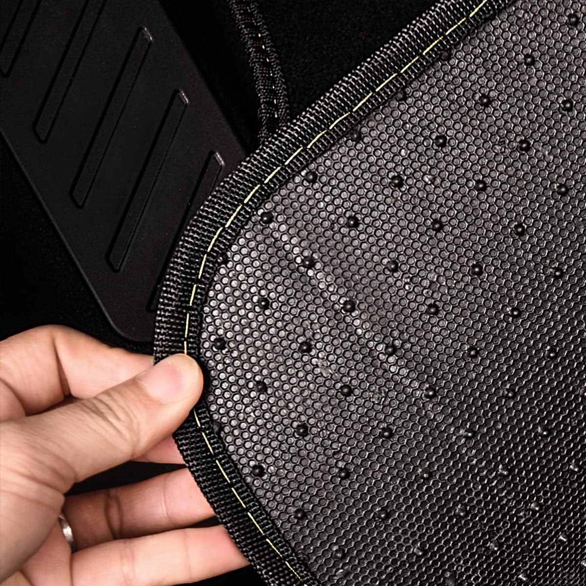 Car Waterproof Universal Floor Mats Faux Leather Anti-Slip Nibbs Driver Heel Pad 4 Packs