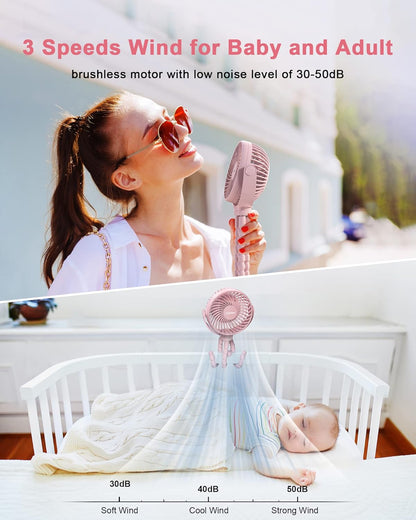 Car Baby Stroller Clip USB Rechargeable Portable Fan