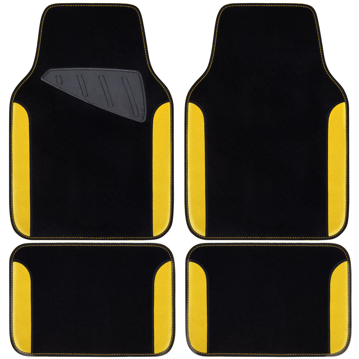 Car Waterproof Universal Floor Mats Faux Leather Anti-Slip Nibbs Driver Heel Pad 4 Packs