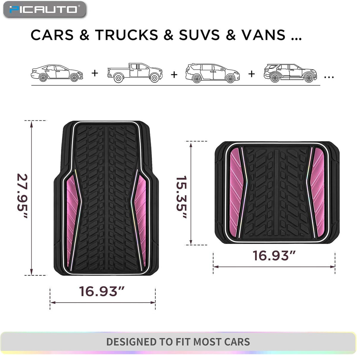4 Packs AUTO Car Floor Mats Aluminum-Molded Full-Circle Universal-Fit Rubber Mats