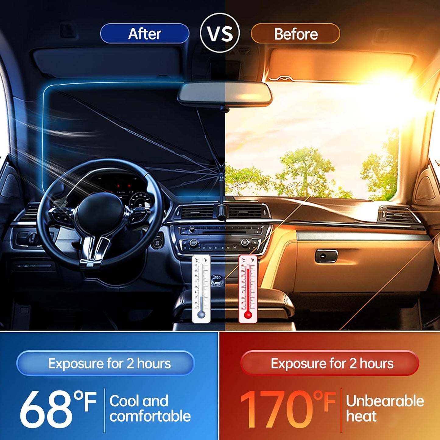 Car Windshield Sun Shade Foldable Umbrella Cover