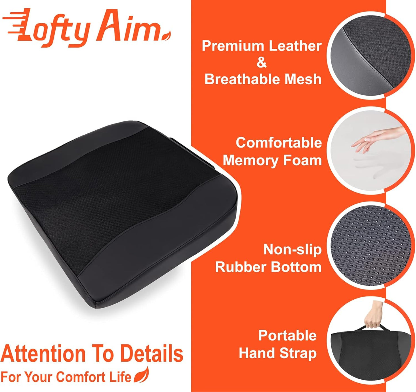 Car Comfort Memory Foam Pain Relief Driver Seat Cushion for Auto Office Wheelchair