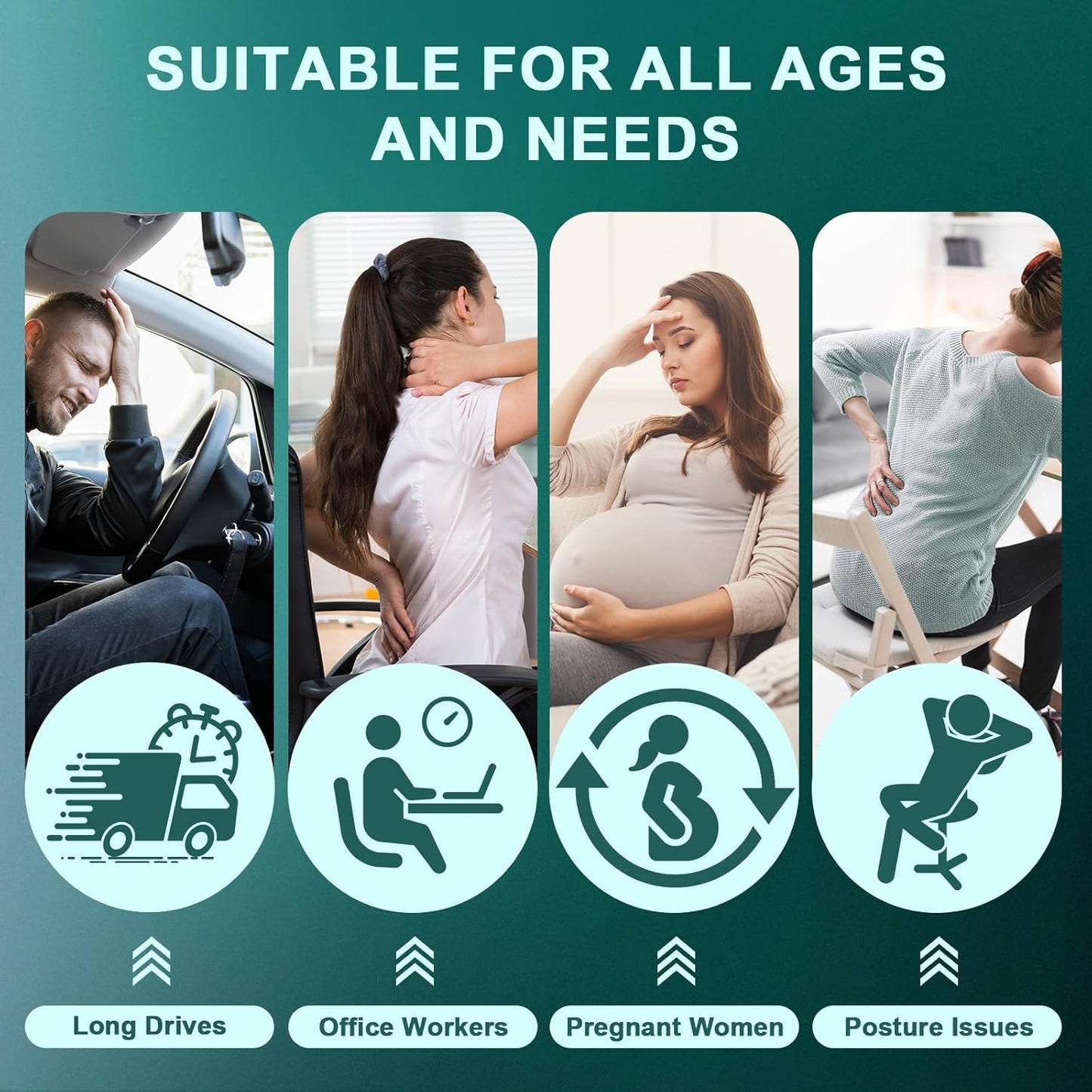 Car Memory Foam Back Support Adjustable Seat Cushion