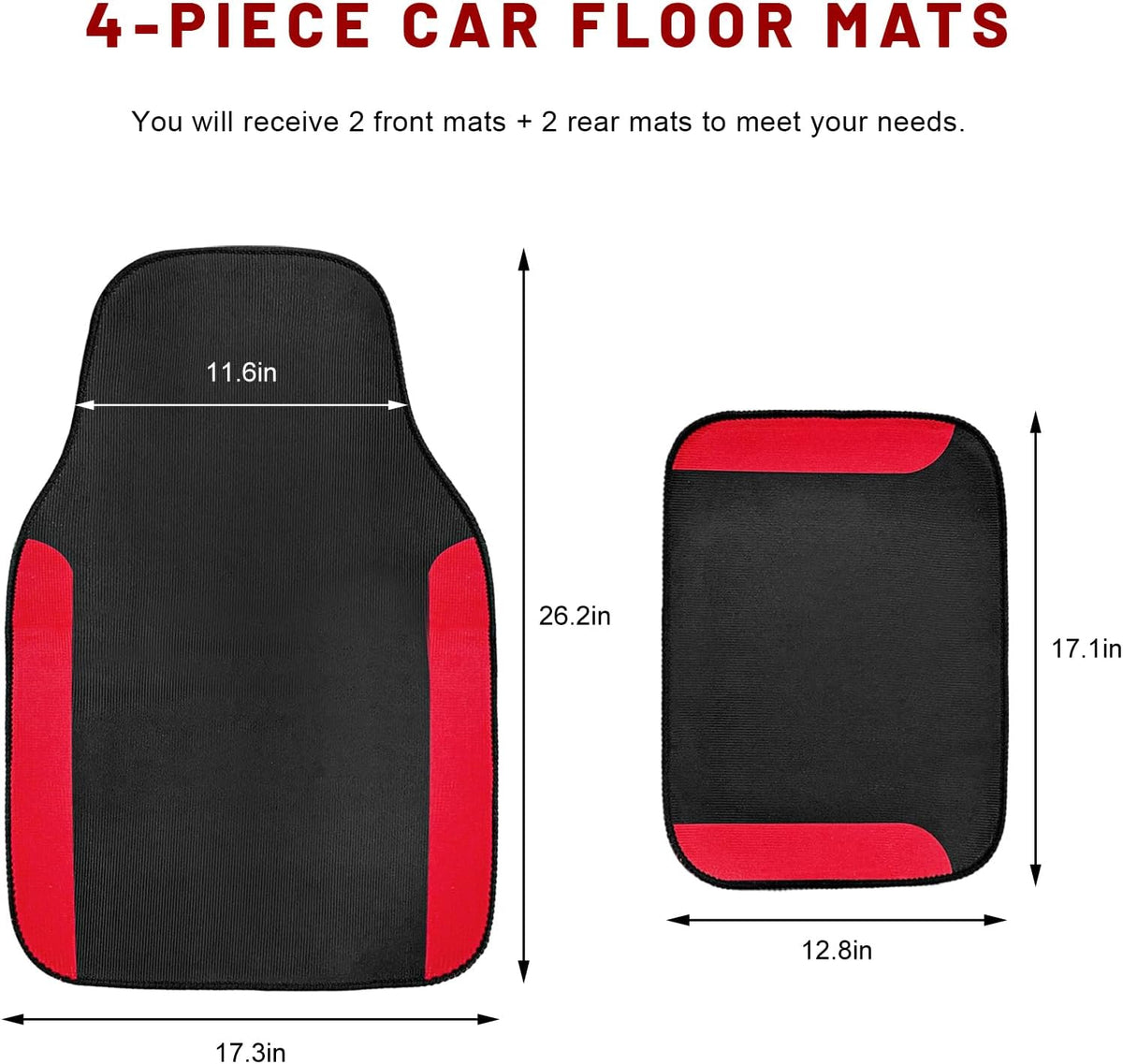 4 PCS Car Floor Mats Anti-Slip Universal Front Rear Carpet Waterproof Rug Floor Mats