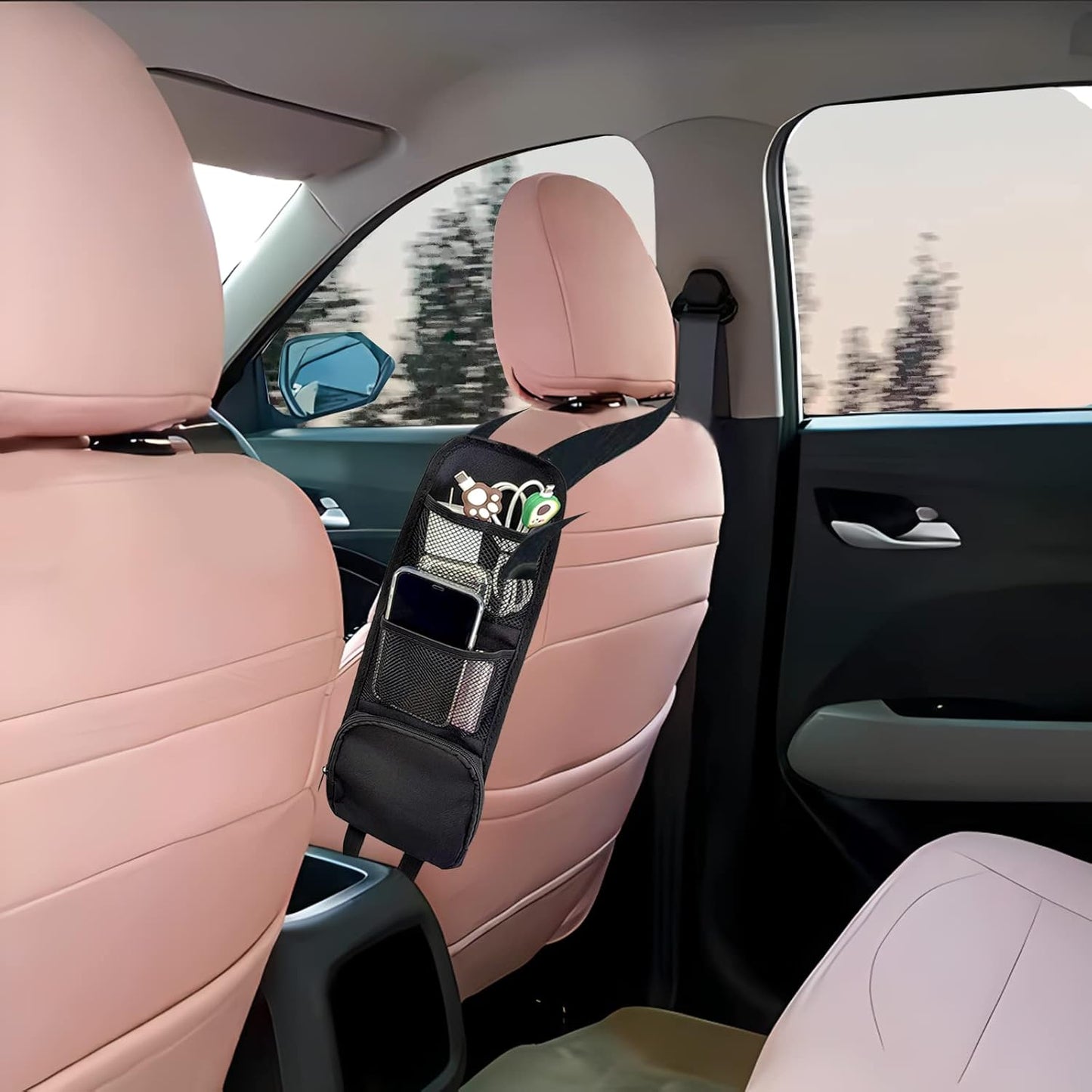 2PCS Car Seat Storage Hanging BagMulti-Pocket Seat Side Organizer