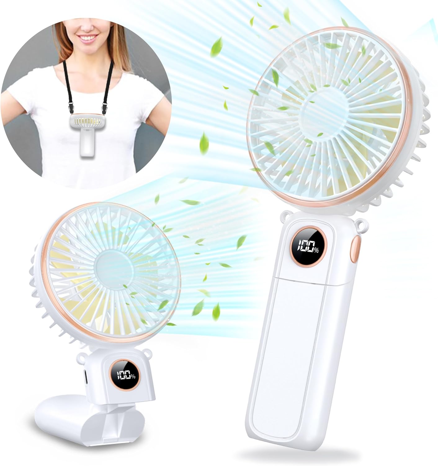 Car Portable Handheld Fan Rechargeable Foldable Fan