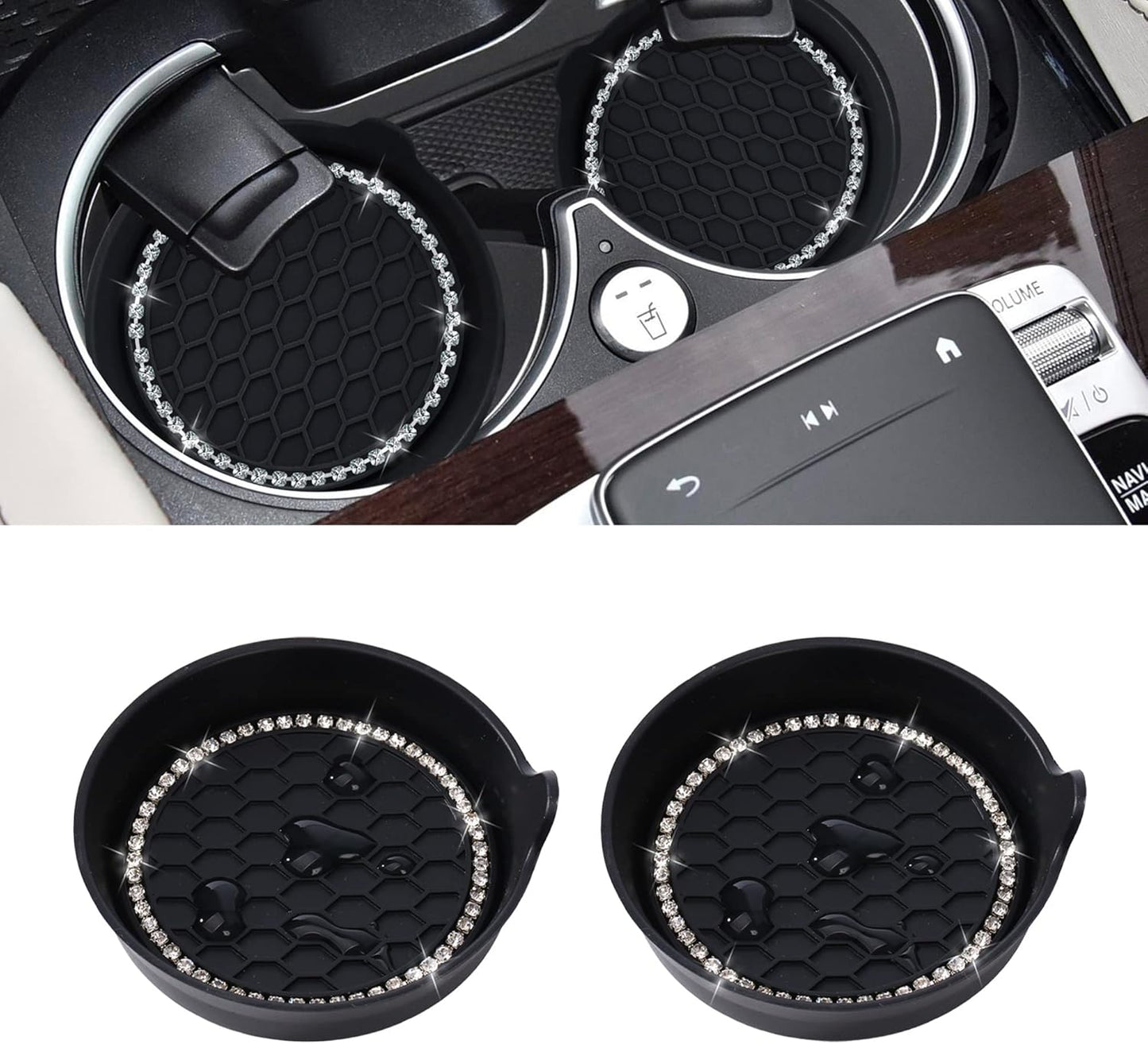 Car Cup Coaster Universal Non-Slip Bling Crystal Organzier