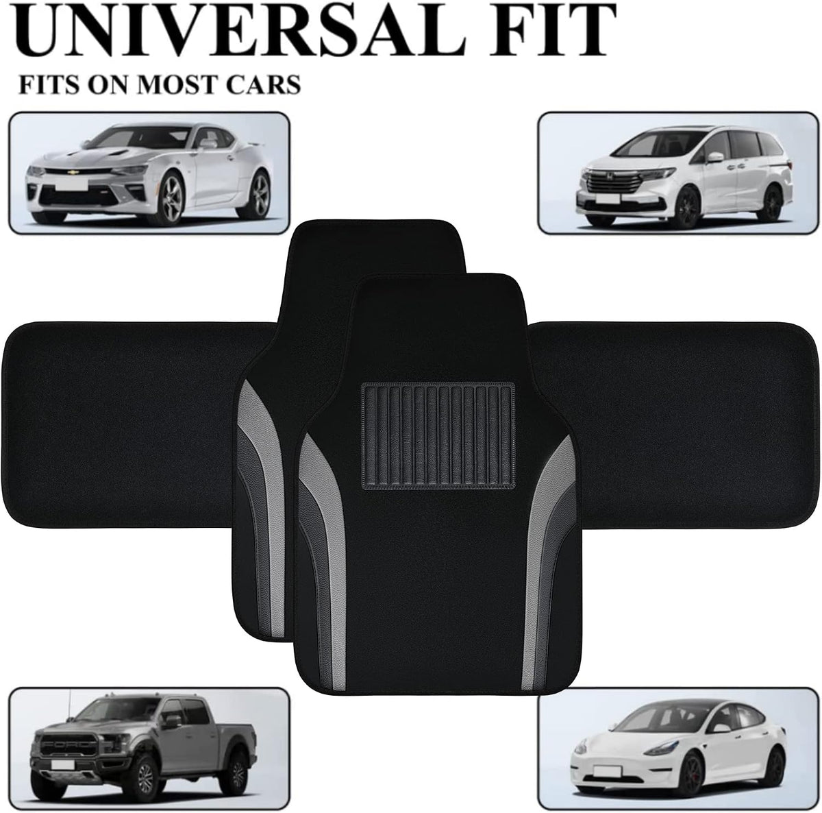 4 Pcs Car Universal Leather Waterproof Sporty Floor Mats Carpet