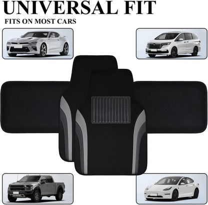 4 Pcs Car Universal Leather Waterproof Sporty Floor Mats Carpet