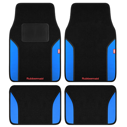 4 Packs Carpeted Floor Mat Faux Leather Rug Stylish Carpeted Floor Mats for Cars Trucks & SUV