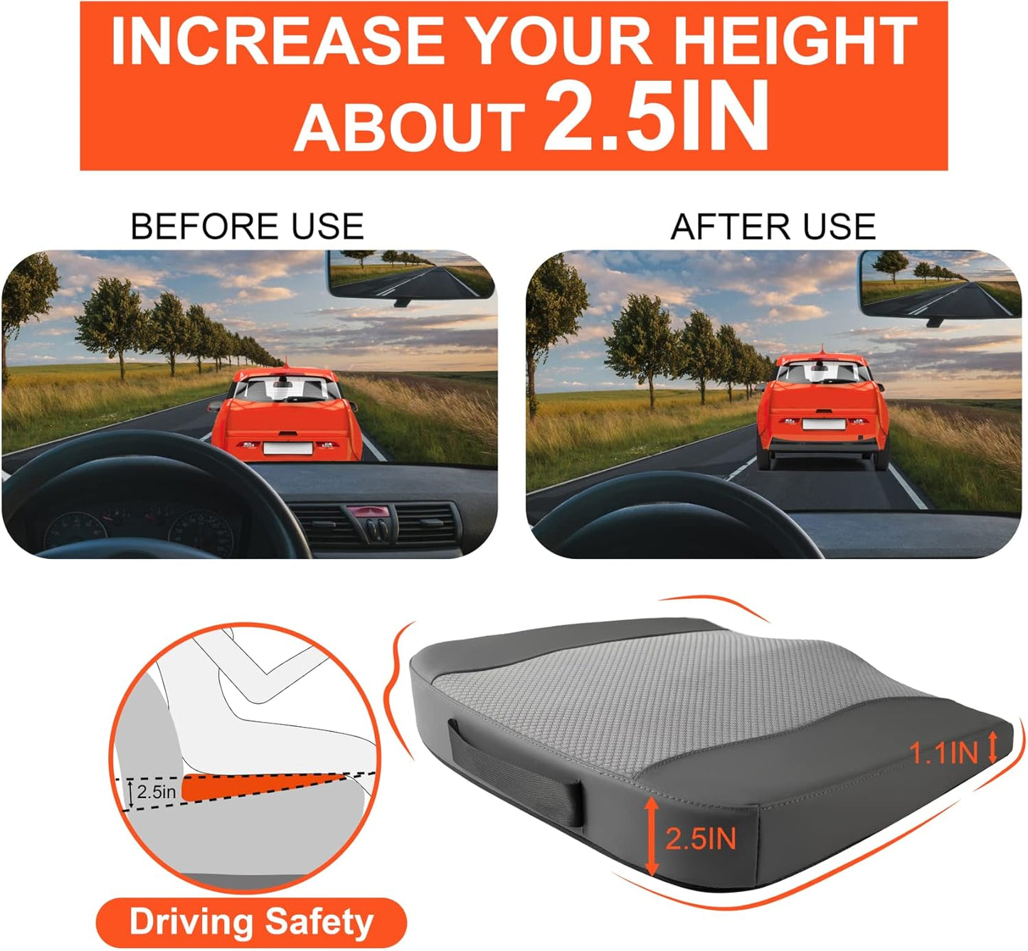 Car Comfort Memory Foam Pain Relief Driver Seat Cushion for Auto Office Wheelchair