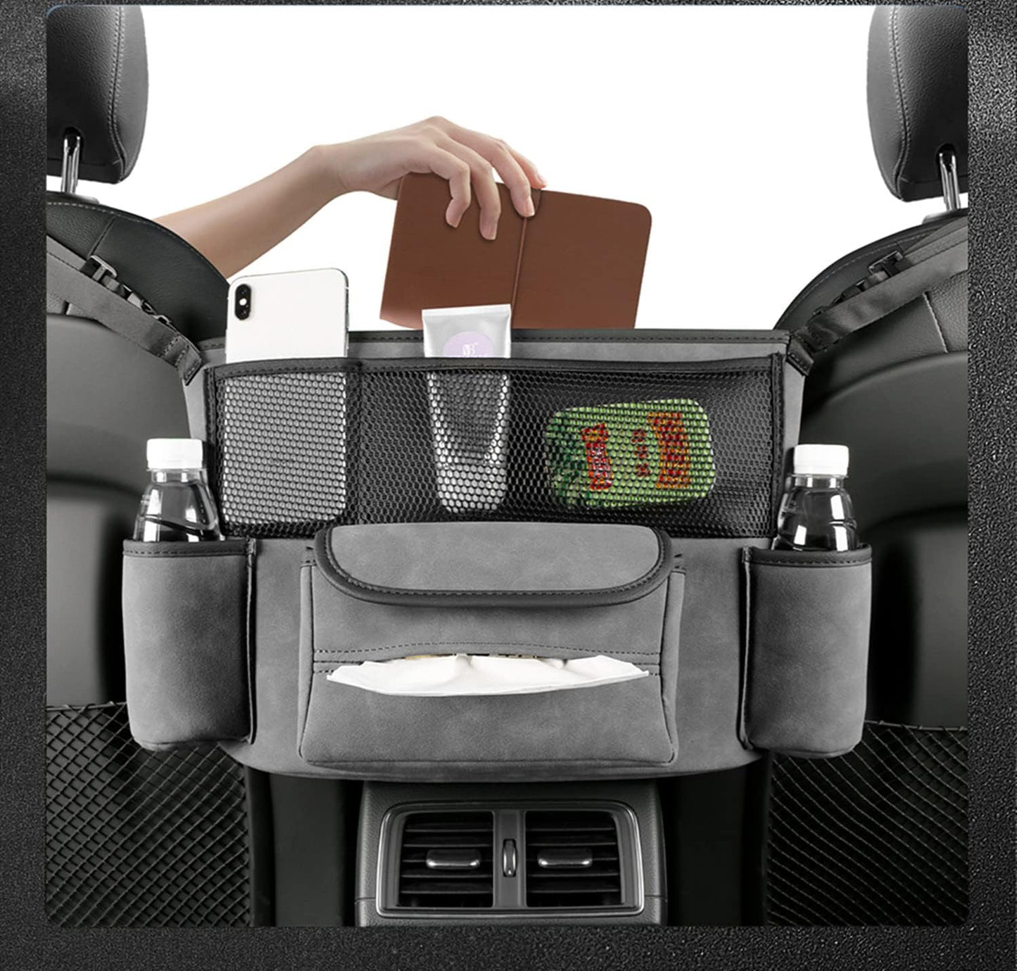 Car Handbag Holder Between Seats Suede Large Capacity Storage Organizer