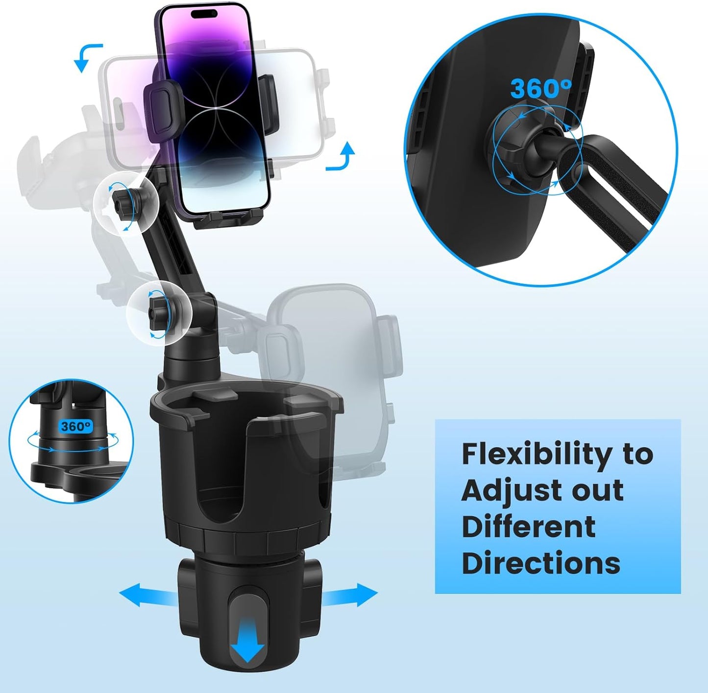 Car Cup Phone Holder Mount Expandable Base Cupholder