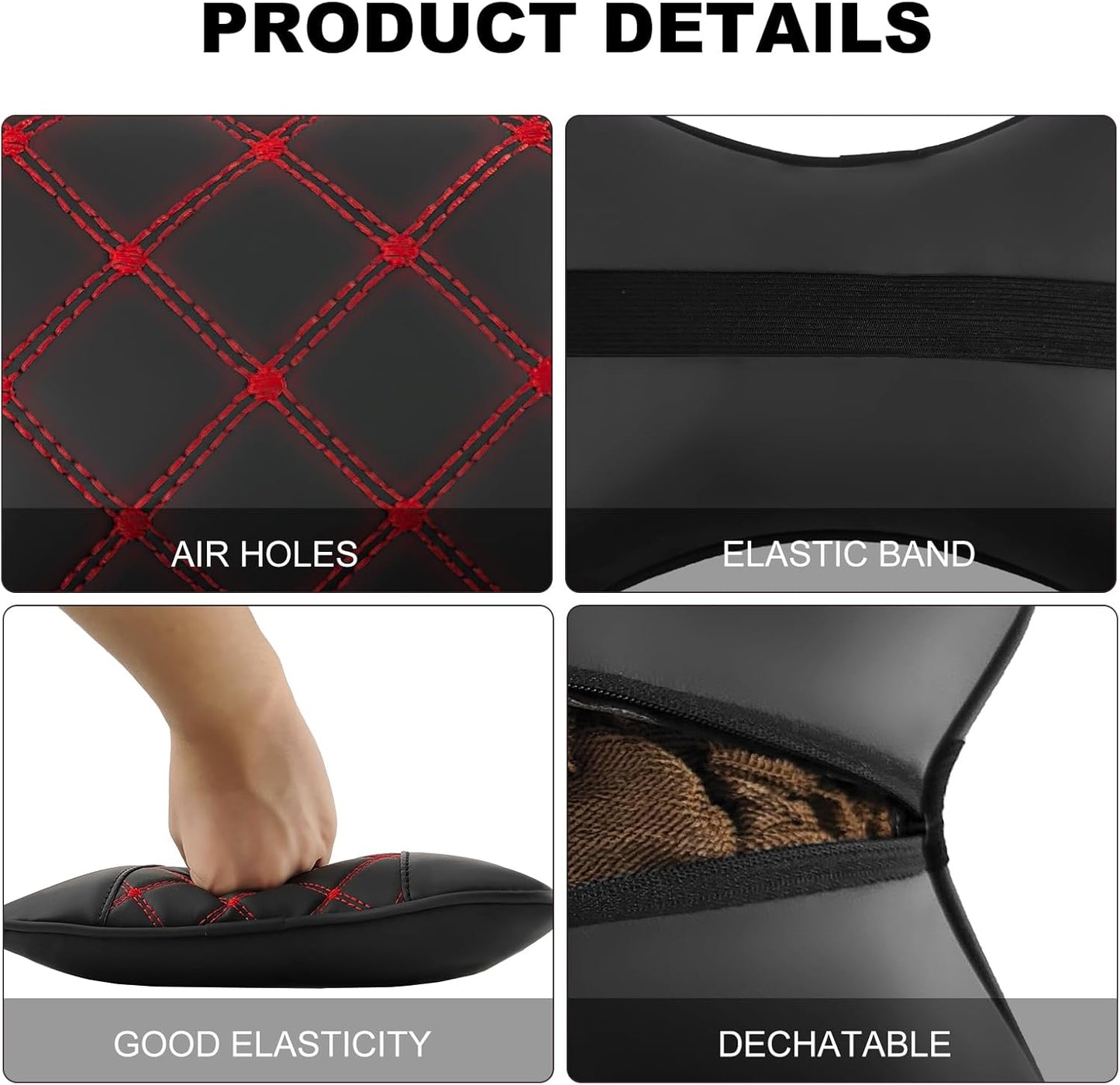 Car Neck  PU Leather Automotive Headrest Pillow 2 Pack