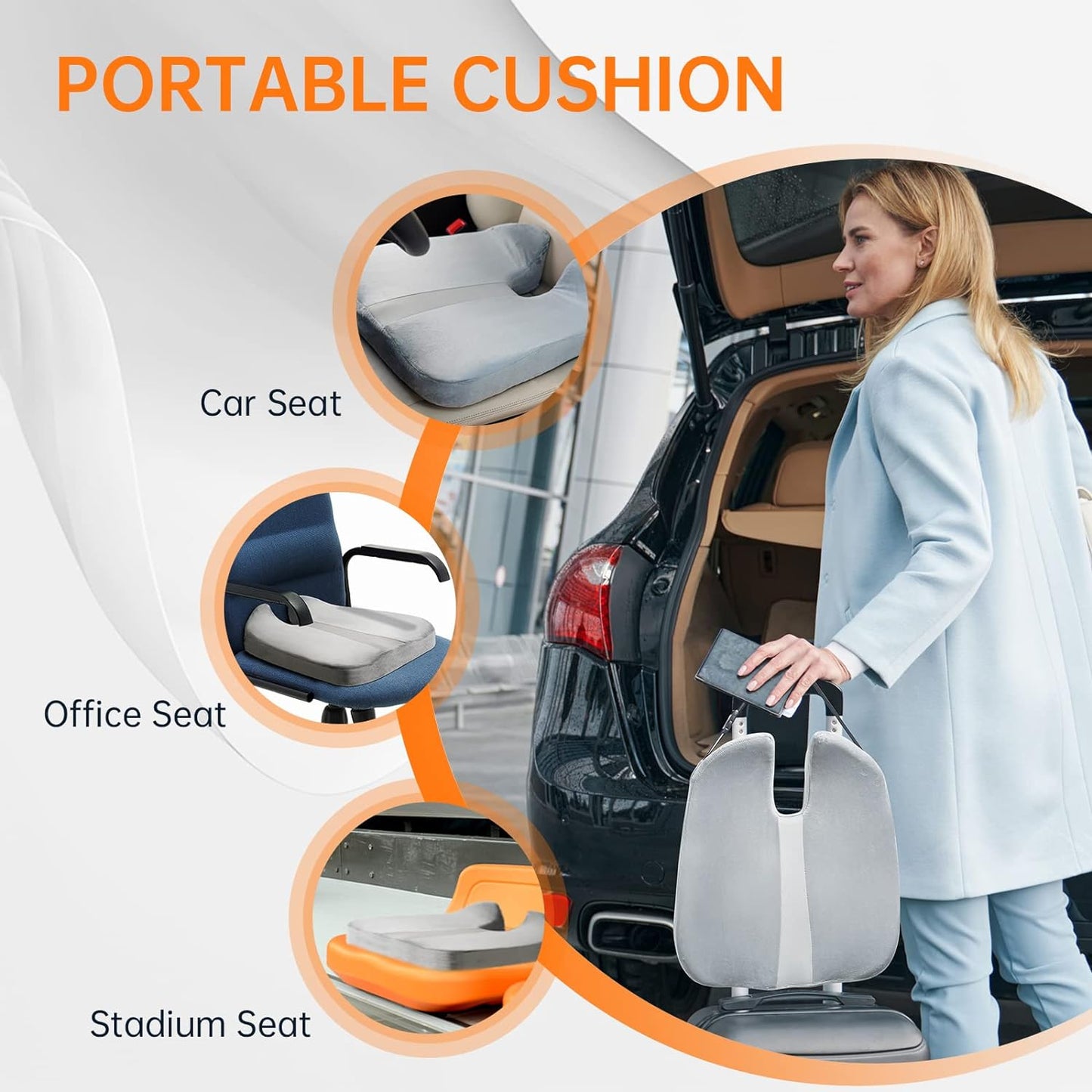 Car Seat Cushion Pad for Tailbone Pain Relief Cushion