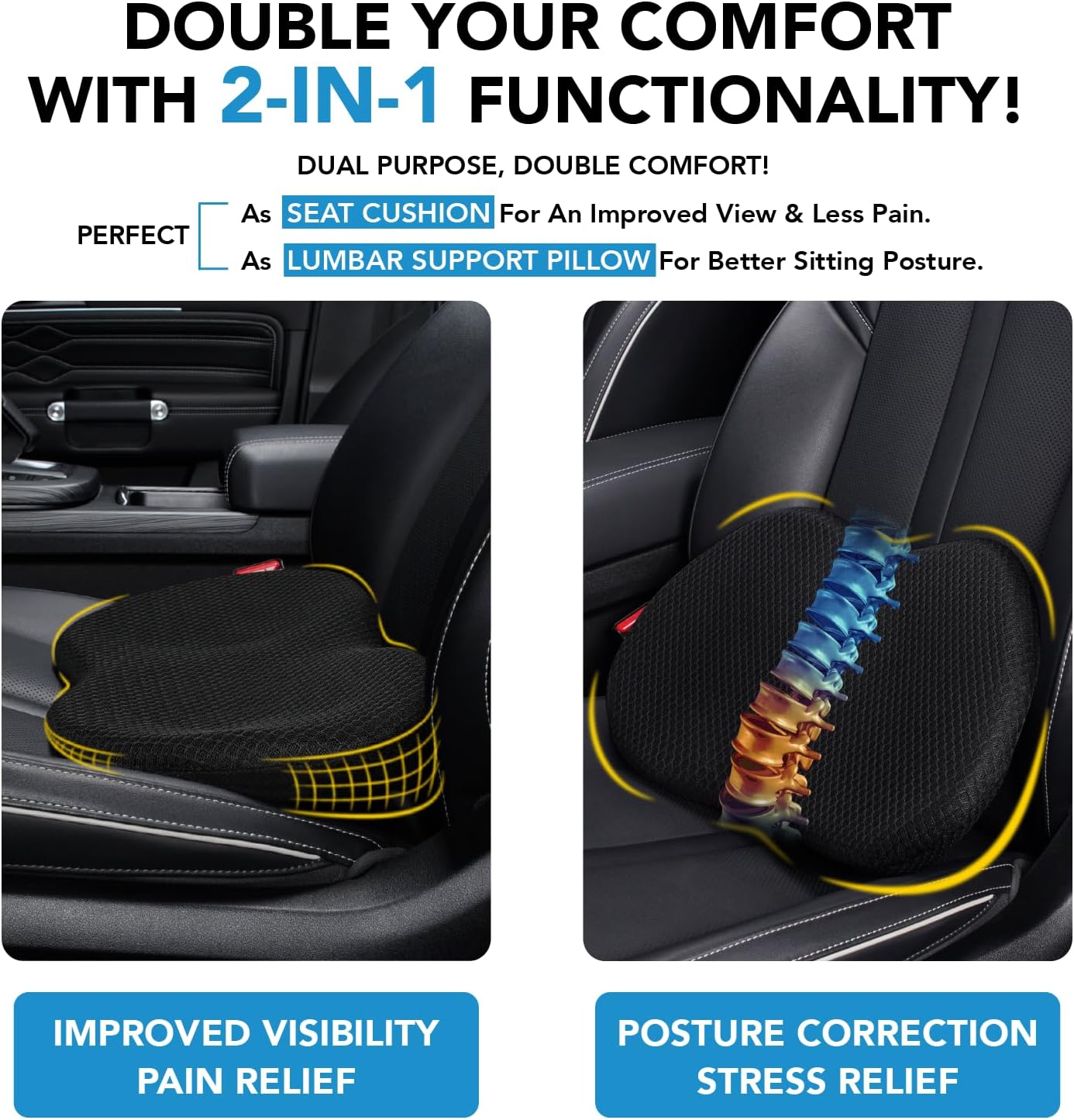 Car Truck Memory Foam Heighted Seat Cushion