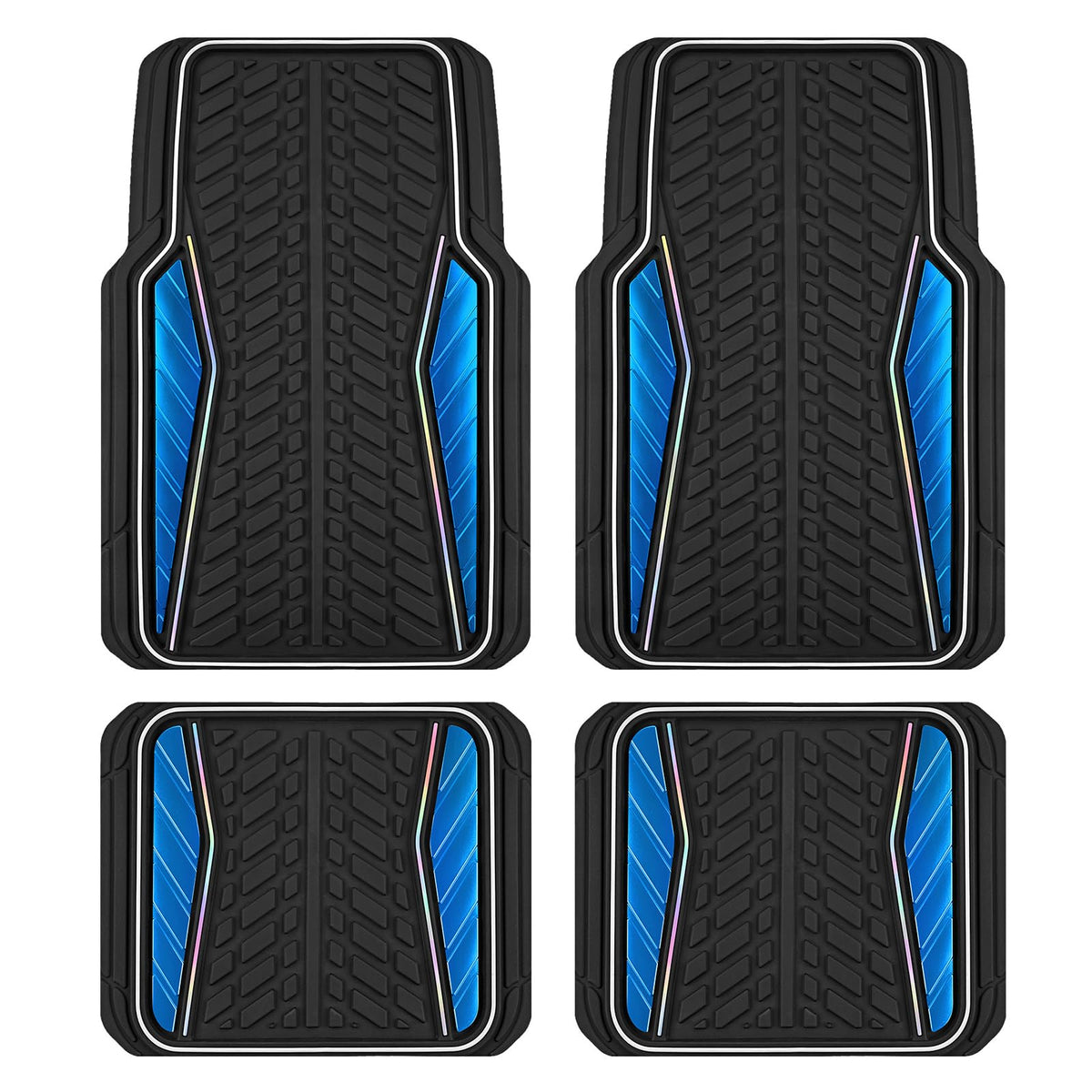4 Packs AUTO Car Floor Mats Aluminum-Molded Full-Circle Universal-Fit Rubber Mats