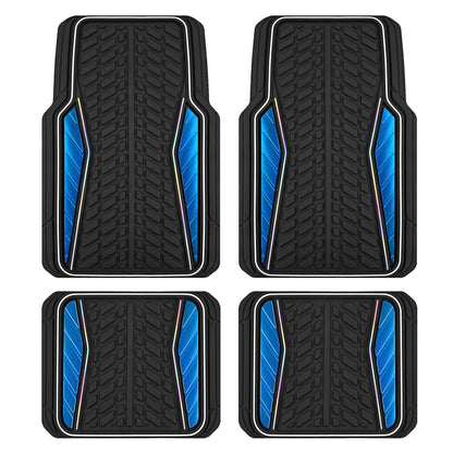 4 Packs AUTO Car Floor Mats Aluminum-Molded Full-Circle Universal-Fit Rubber Mats