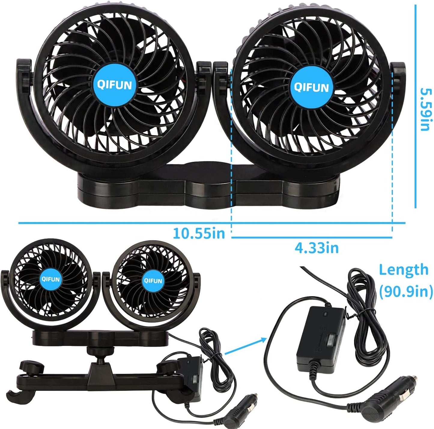 Car Fan Cool Gadgets Passenger Portable 360° Fan